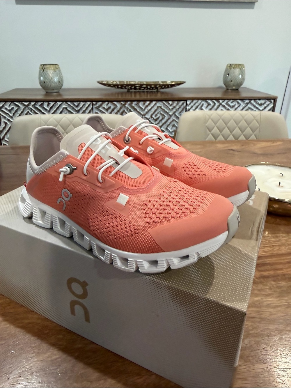 On Running Cloud 5 Coast Running Sneakers - Coral/White - Women